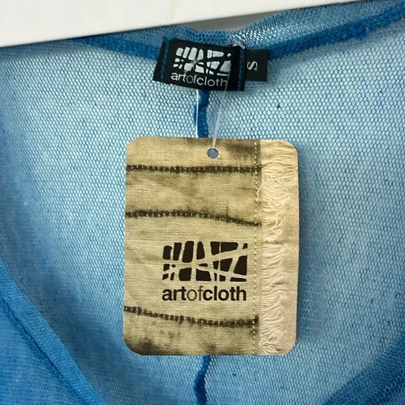 NWT Art of Cloth Lagenlook boho green and blue hombre, long sheer top small - Picture 4 of 7